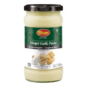 Shan Ginger Garlic Paste 10.93 oz 310g Traditional Taste Enhancing Cooking Paste from Fresh Ground Ginger and Garlic Suitable for Vegetarians Airtight Glass Jar