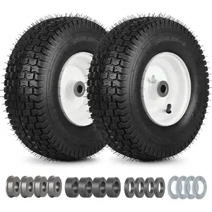 13x5.00-6 Rubber Lawn Mower Tire and Wheel, 2 count Replacement 13x5-6nhs Riding Mowers Lawn Pneumatic Tire with 3/4" Bushing, 3" -4.5" Centered Hub