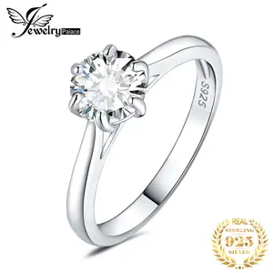 JewelryPalace 5A CZ Solitaire Classic Design 925 Sterling Silver Wedding Engagement Ring for Woman Anniversary Gift Fine Jewelry