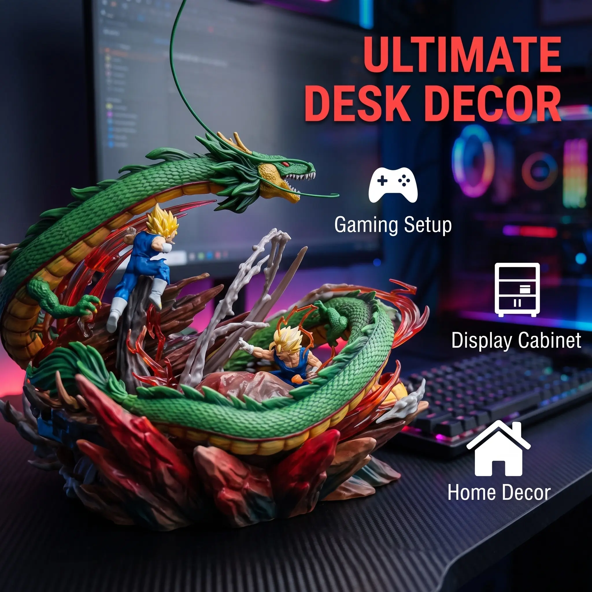DBZ Battle Dragon Diorama Heavy Statue with Character-Based Set, 12.9in Wide Anime Figures,Premium Home Decor Figurine, Boys' Gift for Collectors, AnimeFigure ，statue figure，unique decor，pvc statue