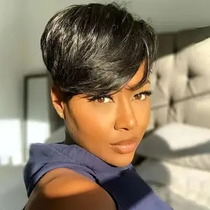 Pixie Cut Wigs Human Hair Wigs Short Pixie Cut Wig Human Hair For Black Women Machine Made Wigs With Bangs