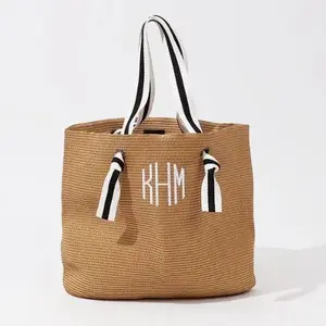 Monogrammed Straw Bag