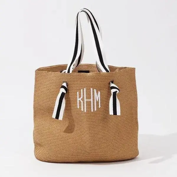 Monogrammed Straw Bag