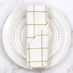 Mason Cloth Napkin – White/Taupe