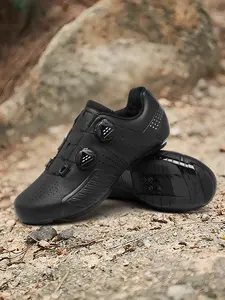 Unisex Mountain Bike Lock Shoes, Anti-Slip Hard Sole, Sporty Style, PU Leather Upper, Rubber Sole, Suitable for Forest Trails