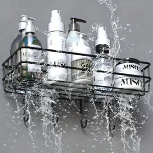 wrought iron bathroom shelf wall-mounted shower gel storage rack toilet free punch toiletry stand Bathroom Organization Bathroom Organizing Accessories