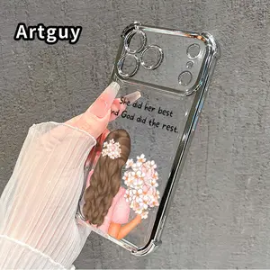 Clear Four Corners Anti-drop Phone Case For iPhone 17 Pro Max 16 15 Plus Air 14 13 12 11 E Protective Cover Floral Resolve Printed Shockproof Cellphone Casing