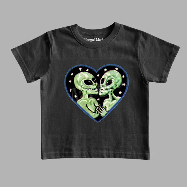 Vintage Alien Graphic Tee, Retro Monster Tshirt, 90s Style Baby Tee, Halloween Shirt