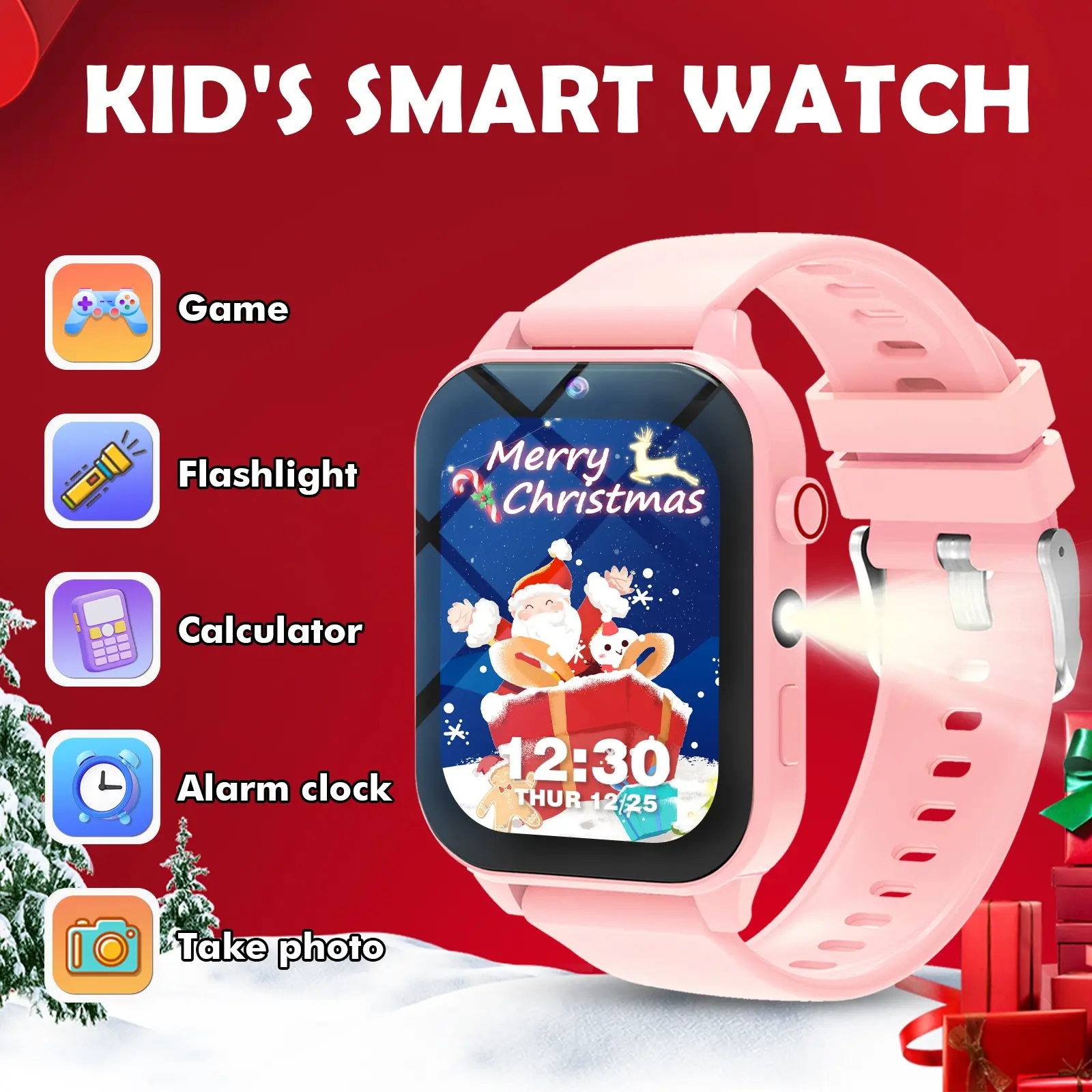 Kids Smart Watch with Camera, Album, 18 Games, Calculator, Calendar, LED Light, Perfect Holiday Gift for Children, Smartwatch