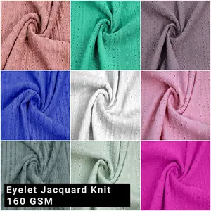 Multicolor  Clothing, Sewing, and Craft Projects Fabric by the Yard - 57" Wide Polyester Spandex Stretch Eyelet Design Jacquard Knit - 160 GSM, Lightweight, Soft and Breathable, 2 Way Stretch - (SKU 845)