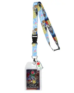Disney Beauty and the Beast A Tale of Enchantment Lanyard with ID badge Holder and 2" Rose Rubber Charm