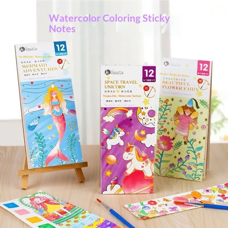 Kids Gouache Coloring Book with Stickers, Thick Paper Painting Activity in Assorted Themes