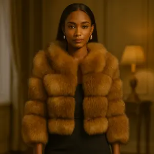 Stitching Short Coat Women's Cropped Faux Fur Jacket - Casual & Elegant Long Sleeve Dress with Unique Stitching Design & Premium Breathable Fabric