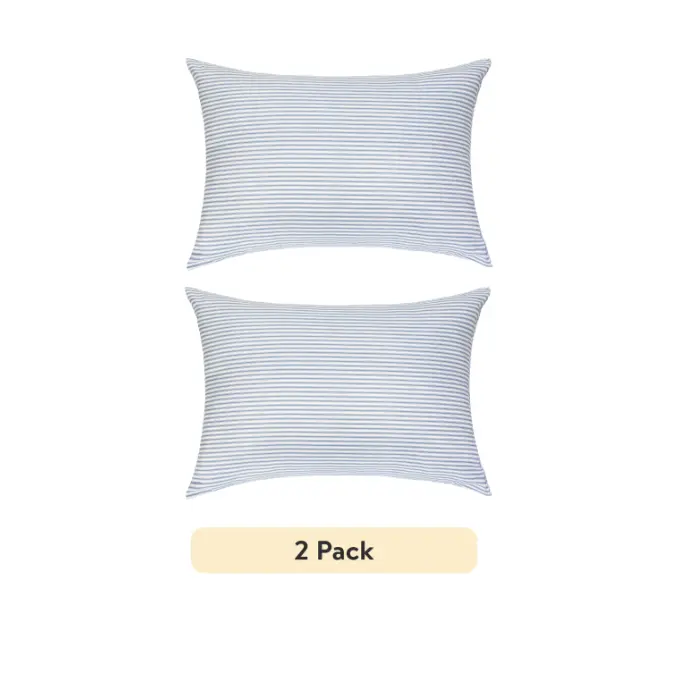 Huge Overfilled Queen Bed Pillow - Striped Design for Comfortable Sleep (2 Pack)