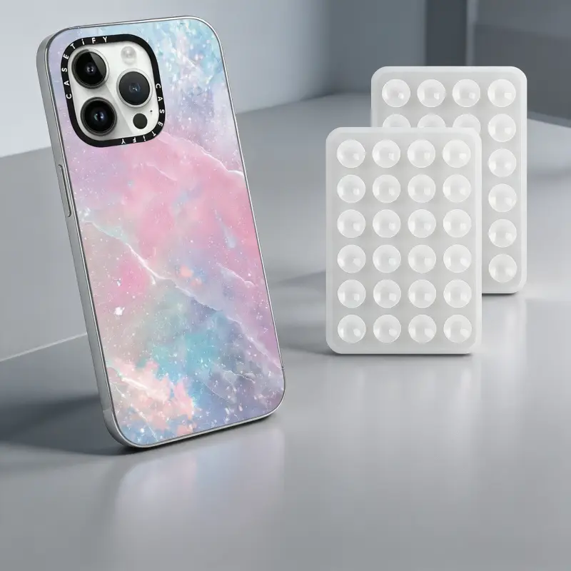 2PCS Multi Suction Cell Phone Mount Pad, Removable Hands-Free Phone Holder, Portable Grip Accessory for Smooth Surfaces