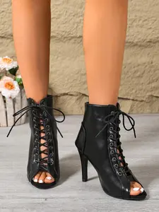 Women's 10cm Heel Dance Shoes, Soft Leather Latin Dance Boots, Flexible and Comfortable, Sexy Salsa Bachata High Heels