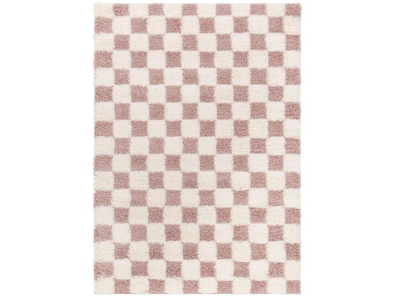 Livabliss USG2347-5373 Decorative Plush Pile Area Rug - Machine-Woven Polypropylene Urban Shag, Woven Jute Warp, 5'3"x7'3" Cream & Blush Pink Indoor Rectangle Rug, Durable for Modern Home Decor, Bedrooms, Office Spaces, Fluffy Plush Design for Indoor Use