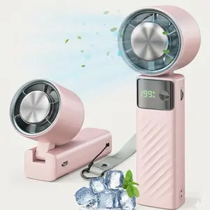 Handheld Portable Turbo Fan with Ice Cooler, Speed (1-199) Rechargeable Personal Fan[20000 RPM] Small Pocket Fans for Travel/Outdoor/Home/Office, Purple