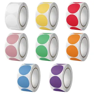 500PCS Roll Colorful Dot Stickers, Round Color Coding Labels in 8 Solid Colors, 1 Inch DIY Graffiti Stickers for Office and Classroom Use, Decoration Sticker, Circle Sticker Label