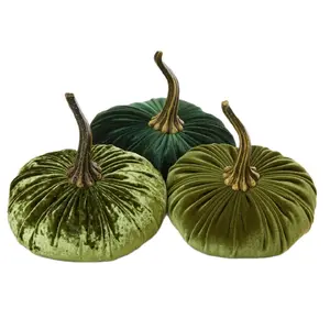 3pcs Velvet Pumpkin Stack - Velvet Pumpkins for Autumn Home Decorations. Decorative Fruit Plants Halloween Ornaments