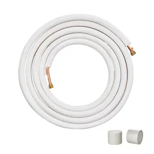 25-Foot Mini Split Line Set Copper Tubing Kit With 1/4-Inch And 3/8-Inch O.D. Copper Pipes, Triple-Layer Insulation, Wrapping Strips And End Fittings For Mini Split Air Conditioning, Refrigeration, And HVAC Systems
