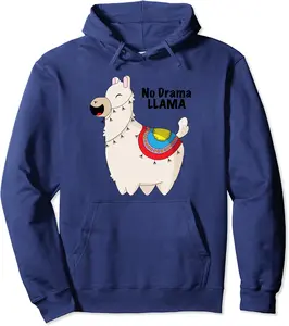 Adorable 'No Drama Llama' Funny Lama Pullover Hoodie - Robynreede Shop 74B09S6S1X2C
