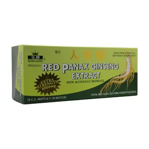 Royal King Red Panax Ginseng Extract 6000mg, 0.33 Fl Oz (Pack of 30) - Non-Alcoholic Herbal Liquid, 12-Year-Old Roots, 30 Single-Serve Bottles, Ready to Drink Healthcare