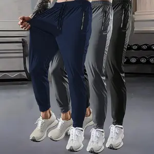Men’s Stretch Jogging Pants — 1–3 Pack — Drawstring-Waist Casual Athletic Pants for Sports | Lightweight, Breathable Fitness Set — Solid-Color Sporty Long Pants for Spring/Summer