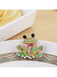 New Trendy Customized Cartoon Diamond-Encrusted Frog Brooch Fashion Enamel Clothing Accessories Flower Pin