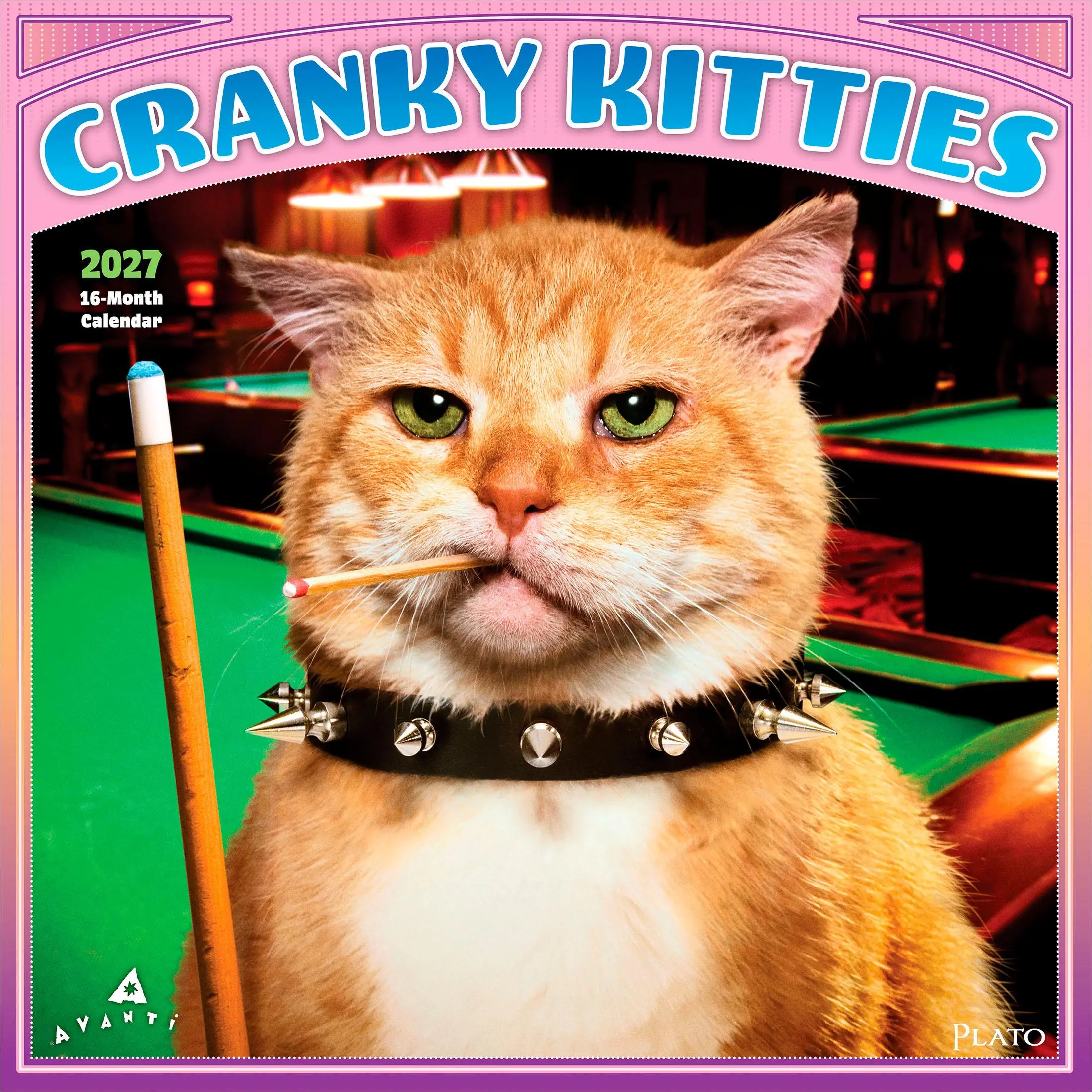 Avanti Cranky Kitties OFFICIAL | 2027 12 x 24 Inch (Hanging) Monthly Square Wall Calendar