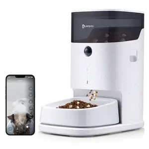 Petgugu Automatic Cat Feeders, Smart Timed Pet Feeder with APP Control and Video-Voice Interactive Function, Detachable for Cleaning Cat Food Dispenser for Cat, Dog, Multiple Pets