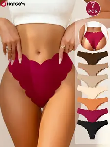 Hotcom 7-Piece Seamless Women's Underwear Set Slimming Comfortable Breathable Triangle Pants Solid-Color Soft Daily Sports Ice Silk Low Waist