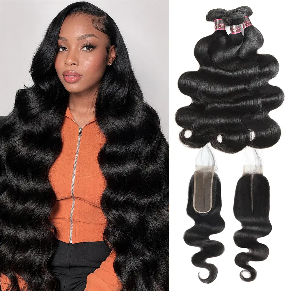 Uwigs 2x6 Lace Closure With Bundles Body Wave Bundles With Closure 4x4 Inch Human Hair Bundles With Closure Sew In