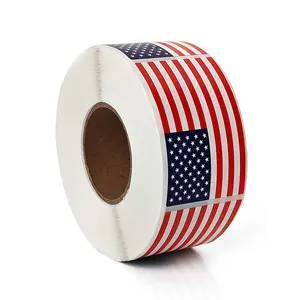 500 American Flag Stickers Roll, Self Adhesive Stickers, Patriotic Usa Decals for Memorial Day & July 4th, Easy Peel, Durable, Vibrant Colors