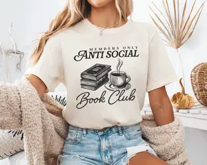 Anti Social Book Club Unisex Casual Shirt, Trendy Booktok Crewneck Shirt, Long Sleeve or Short Sleeve Unisex Shirt