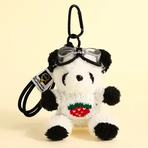 Strawberry Bear Plush Keychain - Cute Backpack Charm Gift For Girls