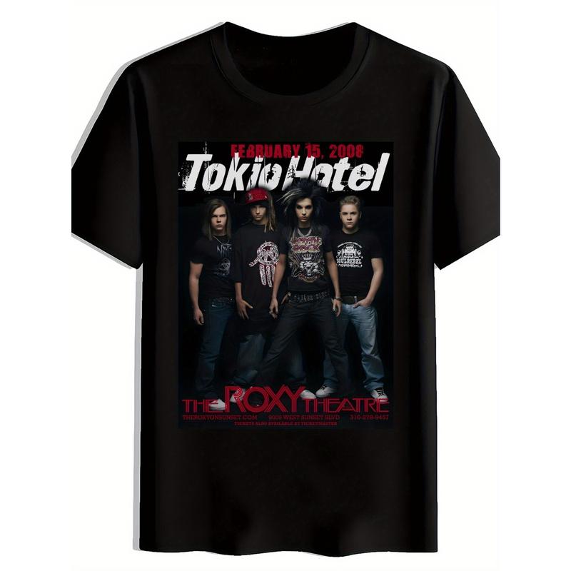 [Rock Band T-Shirt] Men's Black "Tokio Hotel" Graphic T-Shirt | Rock Band Design, Casual Crew Neck, Short Sleeve, Summer Tee, Everyday Top, Comfortable Fit