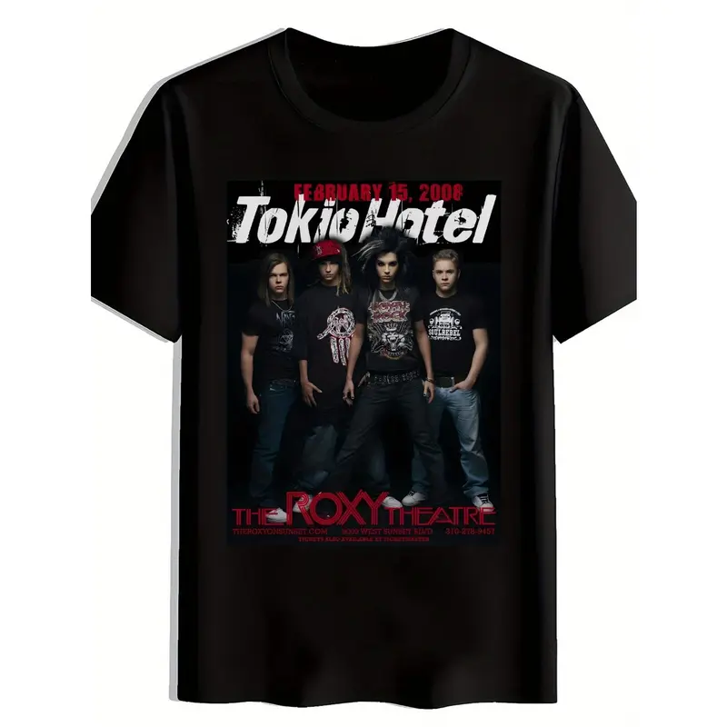 [Rock Band T-Shirt] Men's Black "Tokio Hotel" Graphic T-Shirt | Rock Band Design, Casual Crew Neck, Short Sleeve, Summer Tee, Everyday Top, Comfortable Fit