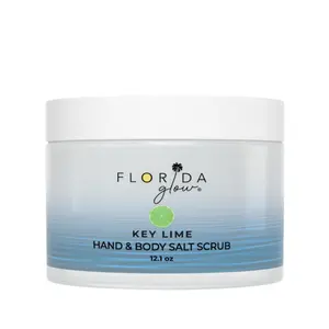 Florida Glow Salt Body Scrub – Exfoliating Face & Body Polish with Marine Algae & Coconut Oil, Hydrating Skin Exfoliator, Removes Dead Skin for Smooth Glowing Skin, Key Lime Scent, 12.1oz