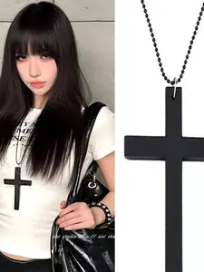 Cross Necklace Hip Hop Style Sweatshirt Sweater Daily Versatile, Alloy Material, Perfect for Casual Wear, Unisex Fashion Accessory