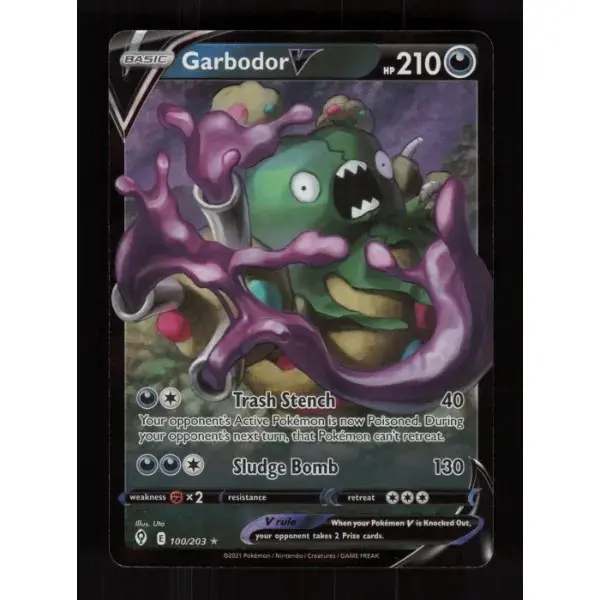 POKEMON TCG AUTHENTIC RAW SINGLES: Garbodor V Evolving Skies V Rare 100/203 NM English