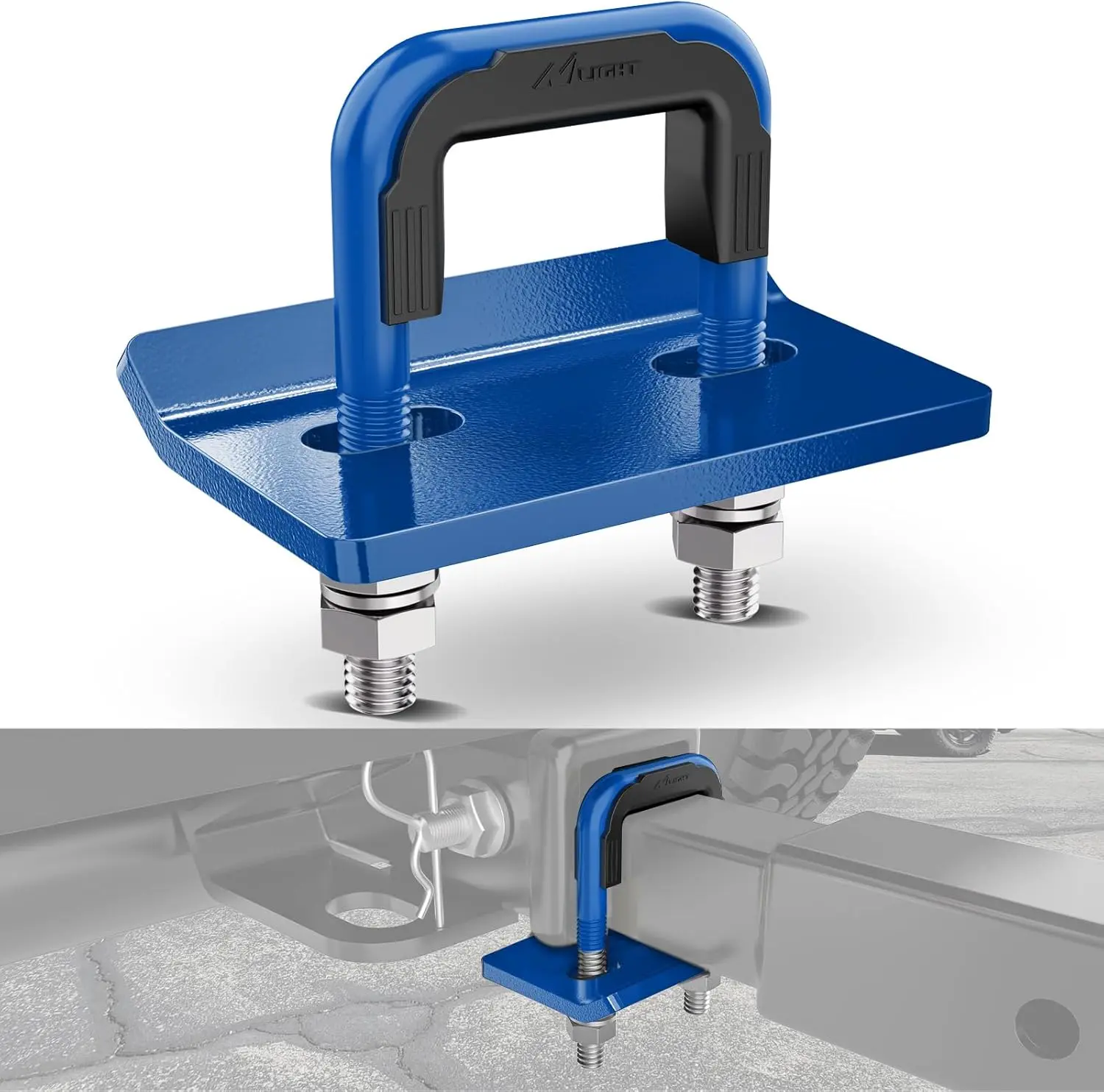 Nilight Trailer Hitch Tightener for 2 Inch Trailer Hitches Hitch Mount Anti Rattle Heavy Duty Steel with Rubber Cover Blue U Bolt Glossy Coating Plate Electrophoresis Anti-Rust Triple Protective