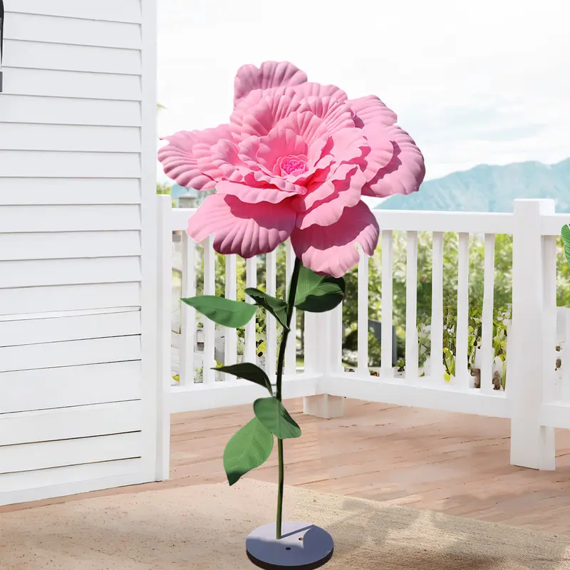 50cm Large Lightweight Plastic Peony-Shape Decorative Faux Flower Heads, Artificial Pink Arrangement for Wedding Stage & Home Decor (Faux Flower Centerpieces, Floral Arrangement Centerpiece)