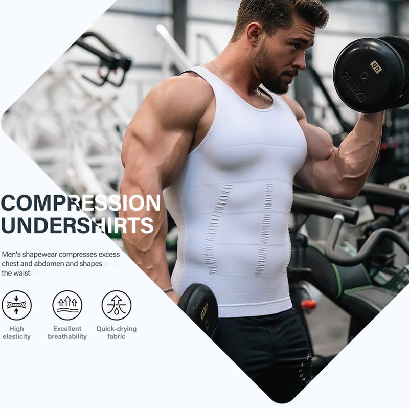 3/2/1 PACK Mens Body Shaper Tummy Vest Compression Shirts Menswear Male Compression Shirt Tank Top Shapewear Workout Tighten Abdomen Undershirt Athletic Compression Under Base Layer Sport Tank Top