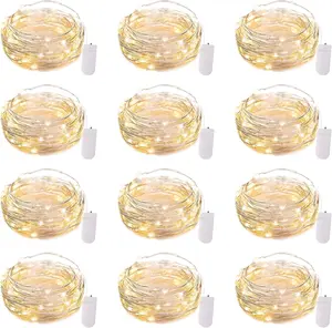 Brightown 12 Pack LED Fairy Lights Battery Operated String Lights - 7Ft 20LED Waterproof Silver Wire Firefly Starry Moon Lights for DIY Crafts Wedding Table Centerpieces Party Ramadan Decorations