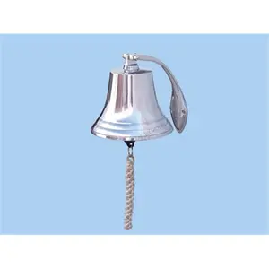 212 MAIN Hangable Nautical Chrome Harbor Bell - 7 in. Handcrafted Basic Flared Shape, Functional Decorative Accent for Furniture, Commercial Spaces