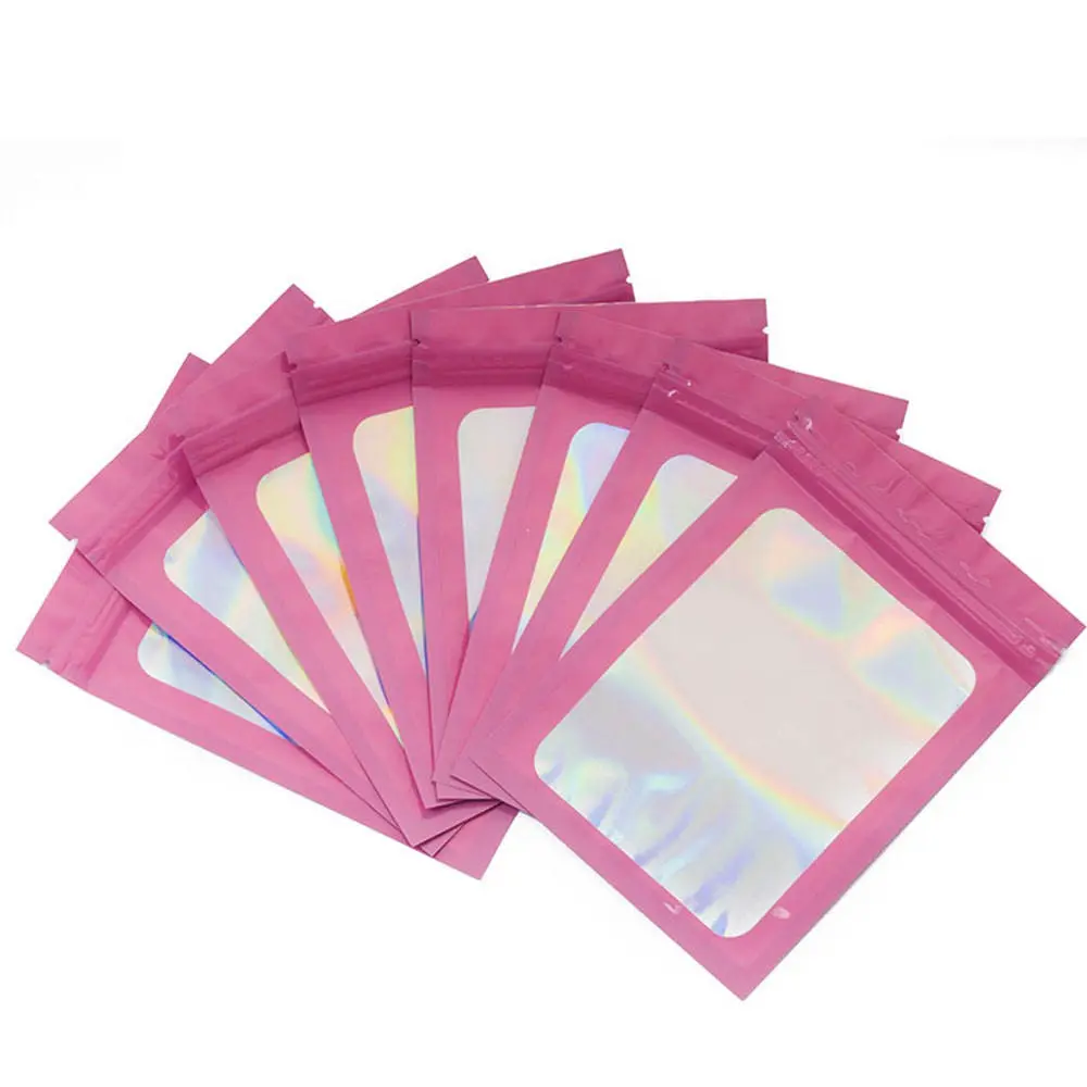 50pcs  Self-Sealing Bags, Holiday Party Gift Packaging Bags, Gift Wrapping Bags, Pink Reusable Zipper Seal Bags,with Transparent Window, Jewelry and Cosmetics Storage Bags