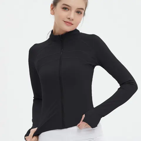 Women's Thumb Hole Zip Up Sports Jacket, Quick Drying Raglan Sleeve Sports Outerwear, Ladies Sportswear Clothing for All Seasons travel jacket flexible clothes