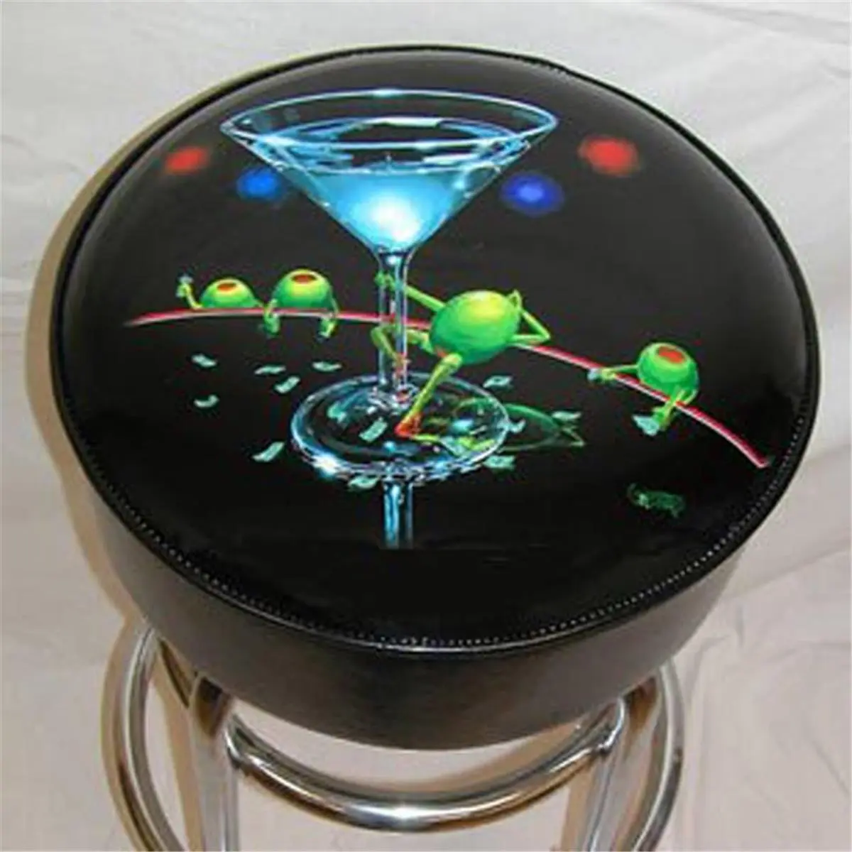 212 MAIN GODBS-05 Dirty Martini Bar Stool, Round Shape, Swivel Seat, Vinyl Band, Indoor Furniture for Decorative Bar Tables