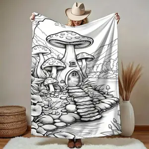 DIY painted mushroom blanket shawl, suitable for both children and adults. It is an excellent creative home decoration item and a beautiful gift. Soft, warm and comfortable, it is suitable for anniversary, festival, birthday parties and kitchen items.